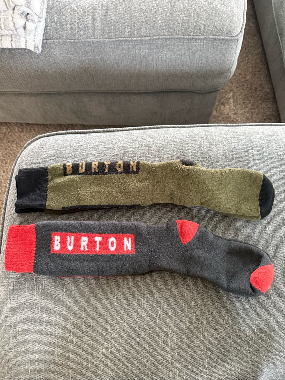 Burton Men's Ski Socks in Olive, Charcoal & Red